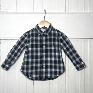 RALPH LAUREN EUC Boys Plaid Long Sleeve Button Down Collared Shirt